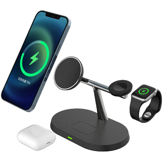 3 in 1 Magnetic wireless charger stand for iPhone 14,13,12/Pro Max Airpods/Pro Apple Watch 8,7