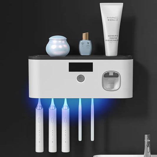 Electric wall mounted toothbrush UV sterilization kit