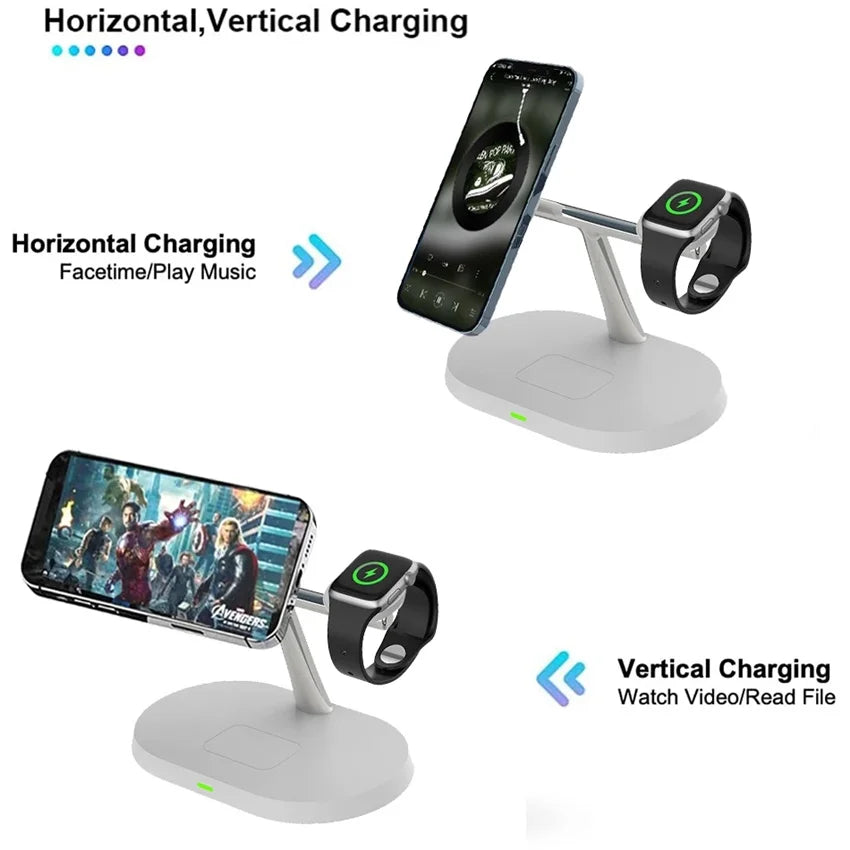 3 in 1 Magnetic wireless charger stand for iPhone 14,13,12/Pro Max Airpods/Pro Apple Watch 8,7